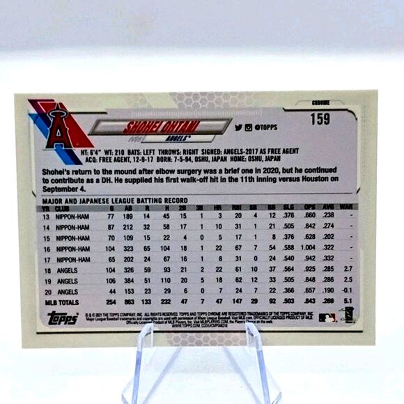 2021 Topps Chrome - Shohei Ohtani Los Angeles Angels #159 - Picture 10 of 11